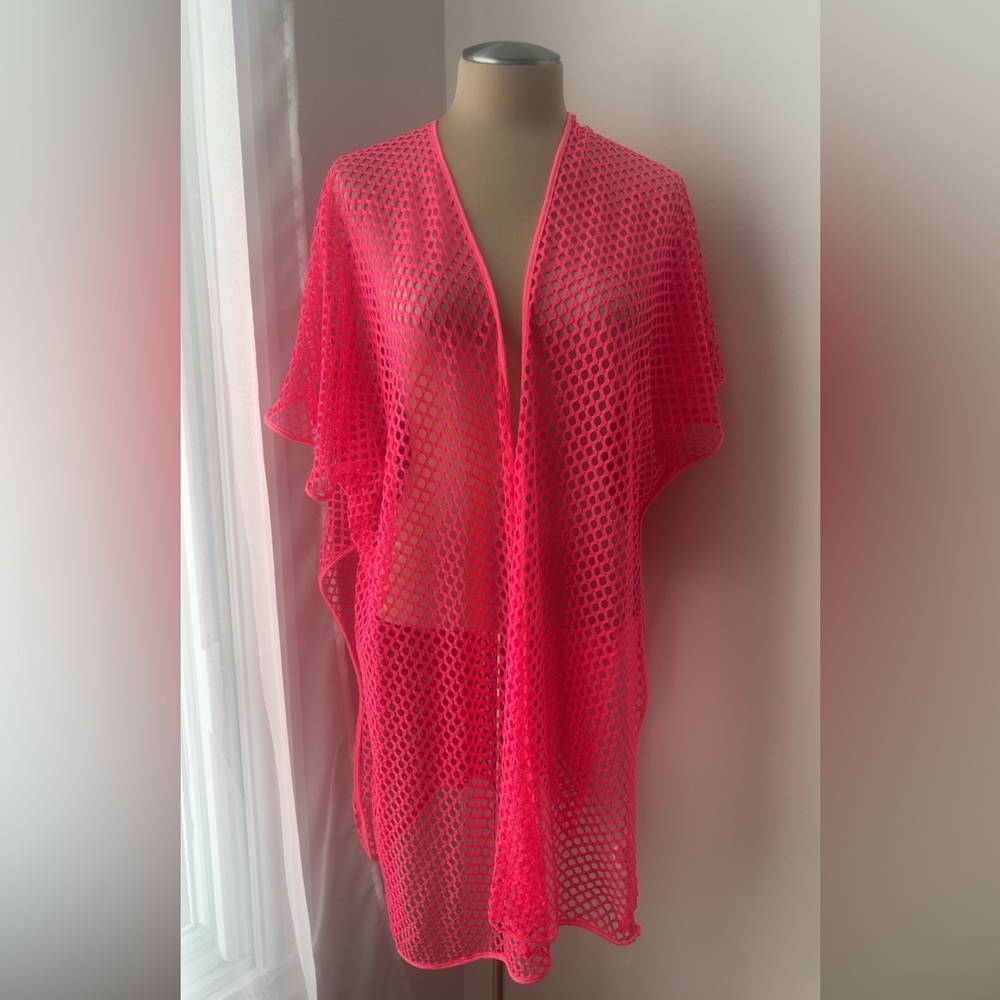 Neon Pink Mesh Swim Cover-Up